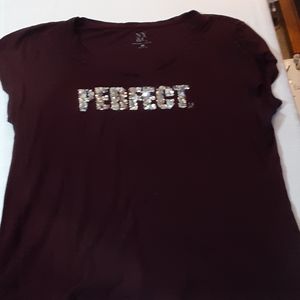 NY&CO plum tee shirt knit top xxl sequins